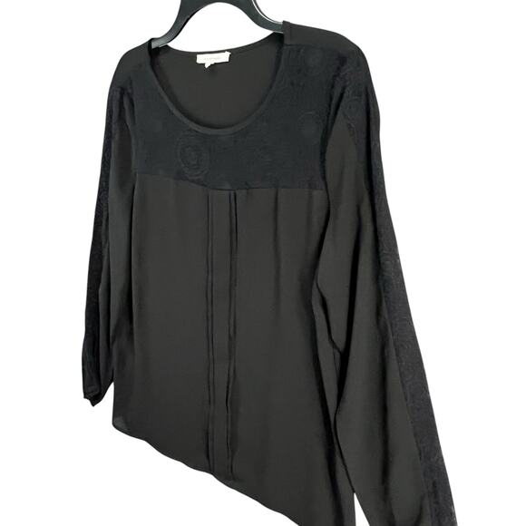 41 Hawthorn Top Womens M Black Chiffon Lace Semi Sheer Relaxed Blouse Whimsygoth - Picture 3 of 15